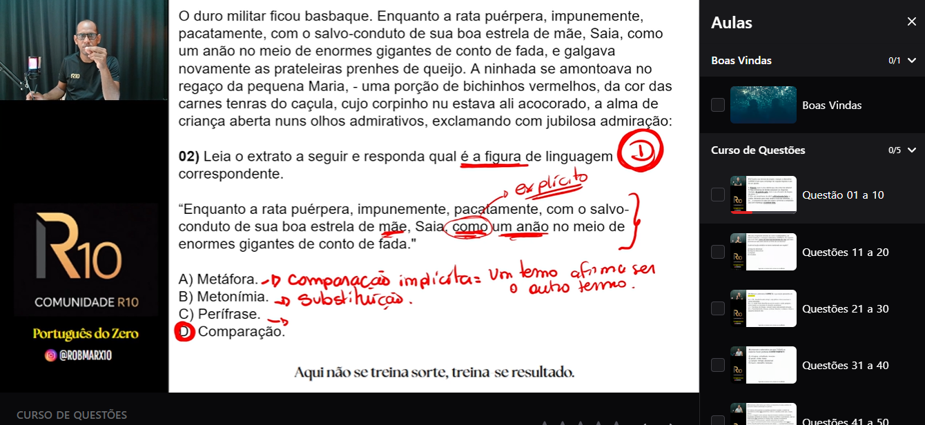 Aula real do curso — questão comentada em vídeo